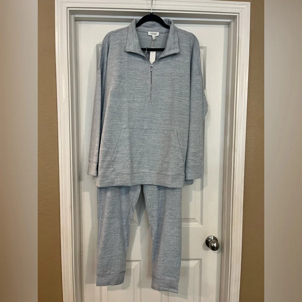 NWT Haven Well Within Sky Blue Matching Lounge Set Long Sleeve Quarter Zip Pants - Picture 3 of 12